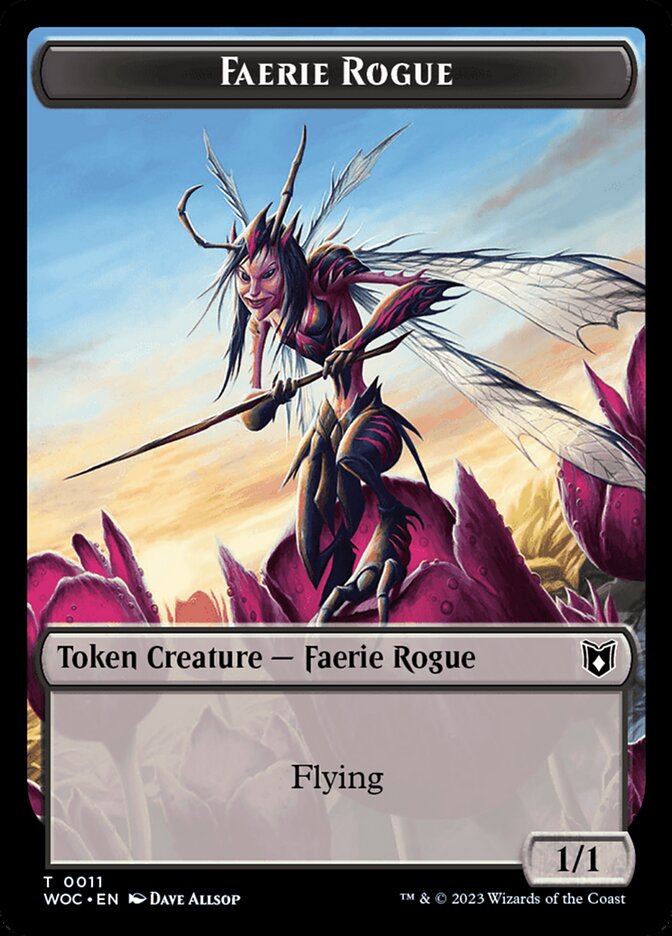 Faerie Rogue // Faerie (0011) Double-Sided Token [Wilds of Eldraine Commander Tokens] | Good Games North