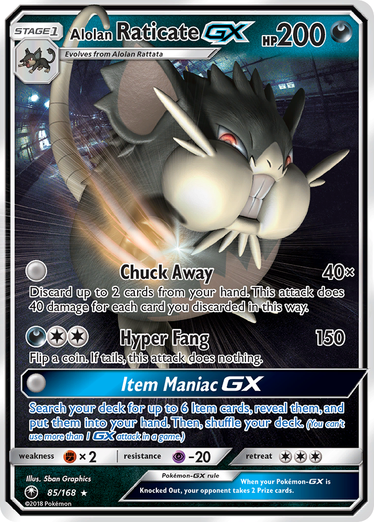 Alolan Raticate GX (85/168) [Sun & Moon: Celestial Storm] | Good Games North