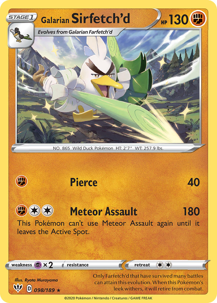 Galarian Sirfetch'd (098/189) (Cracked Ice holo) (Theme Deck Exclusive) [Sword & Shield: Darkness Ablaze] | Good Games North
