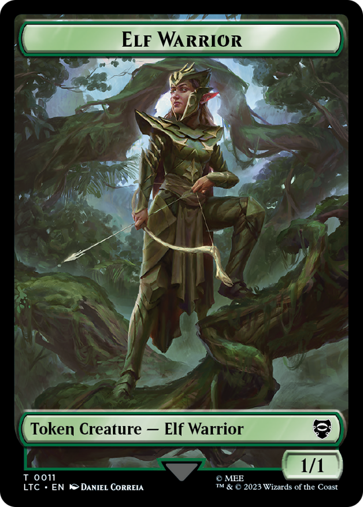 Elf Warrior // Treasure Double Sided Token [The Lord of the Rings: Tales of Middle-Earth Commander Tokens] | Good Games North