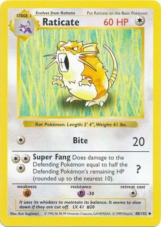 Raticate (40/102) [Base Set Shadowless Unlimited] | Good Games North