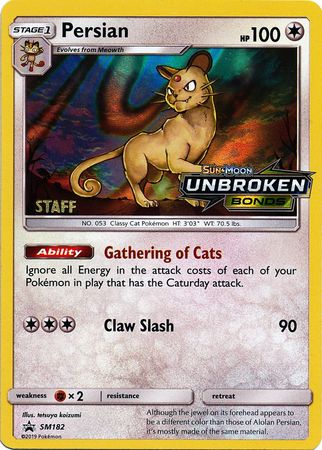Persian (SM182) (Staff Prerelease Promo) [Sun & Moon: Black Star Promos] | Good Games North