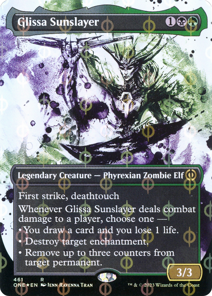 Glissa Sunslayer (Borderless Ichor Step-and-Compleat Foil) [Phyrexia: All Will Be One] | Good Games North