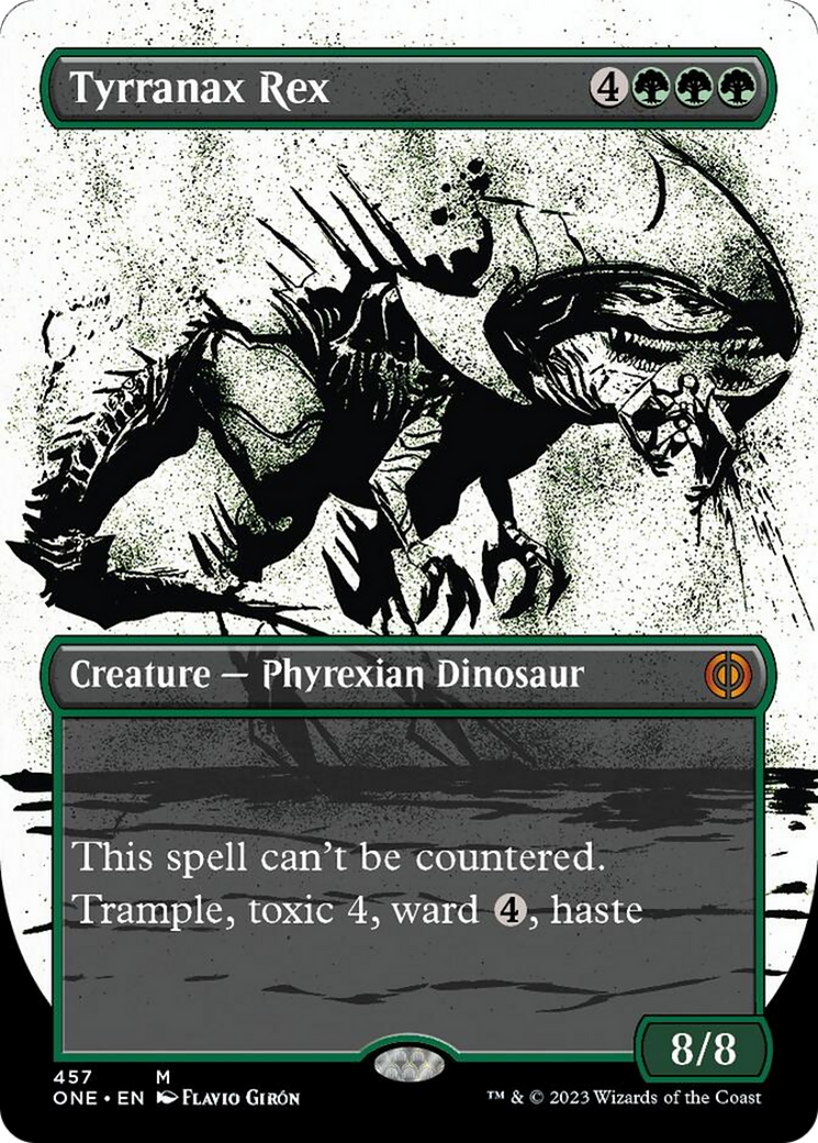 Tyrranax Rex (Borderless Ichor Step-and-Compleat Foil) [Phyrexia: All Will Be One] | Good Games North