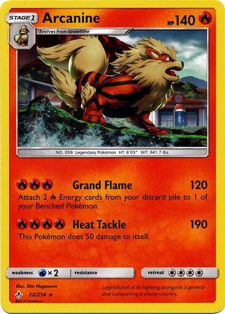 Arcanine (22/214) (Cosmos Holo) [Sun & Moon: Unbroken Bonds] | Good Games North