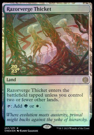 Razorverge Thicket [Phyrexia: All Will Be One Prerelease Promos] | Good Games North