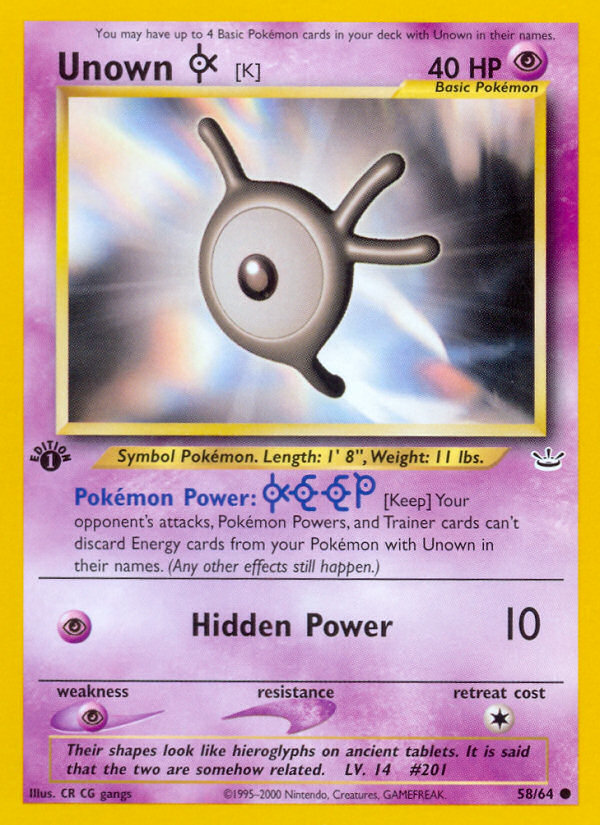 Unown [K] (58/64) [Neo Revelation 1st Edition] | Good Games North