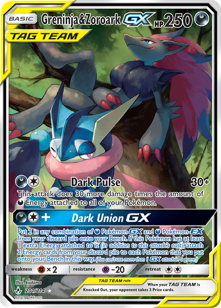 Greninja & Zoroark GX (201/214) [Sun & Moon: Unbroken Bonds] | Good Games North