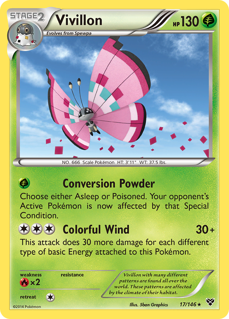 Vivillon (17/146) (Meadow Form/Pink Wings) [XY: Base Set] | Good Games North