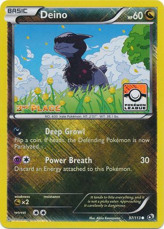 Deino (97/113) (League Promo 3rd Place) [Black & White: Legendary Treasures] | Good Games North