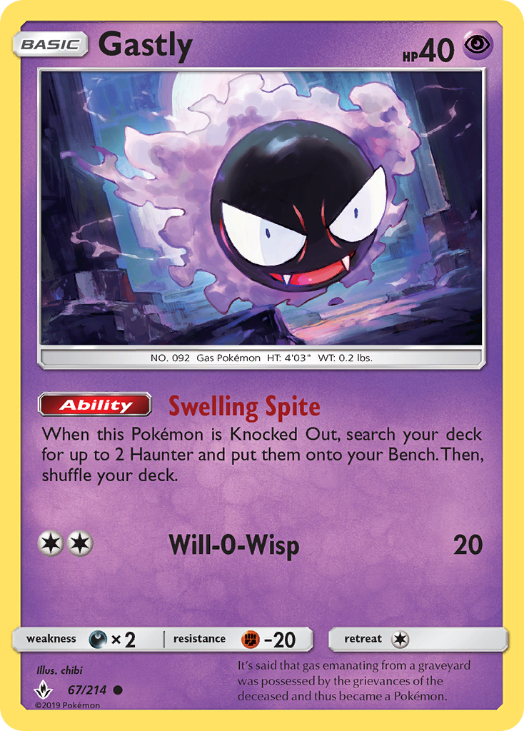 Gastly (67/214) [Sun & Moon: Unbroken Bonds] | Good Games North
