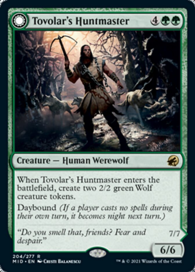 Tovolar's Huntmaster // Tovolar's Packleader [Innistrad: Midnight Hunt] | Good Games North