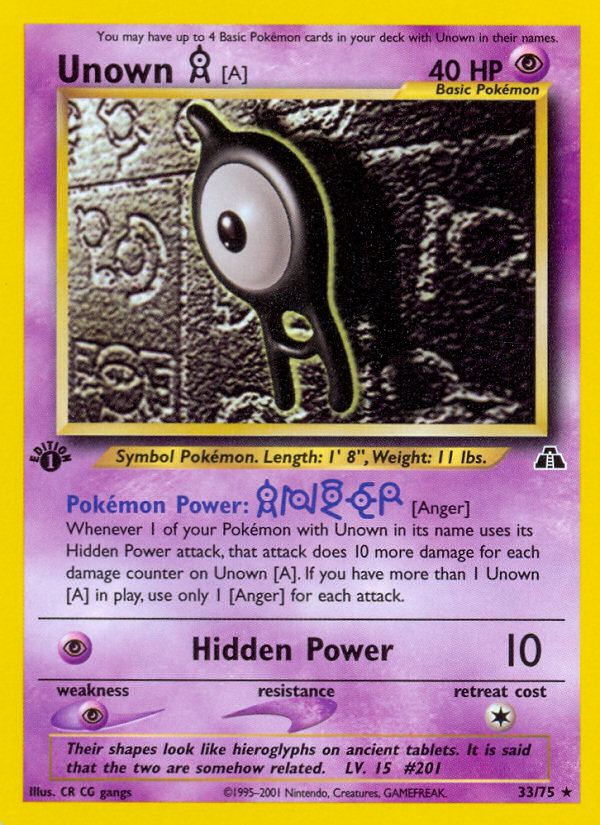Unown [A] (33/75) [Neo Discovery 1st Edition] | Good Games North