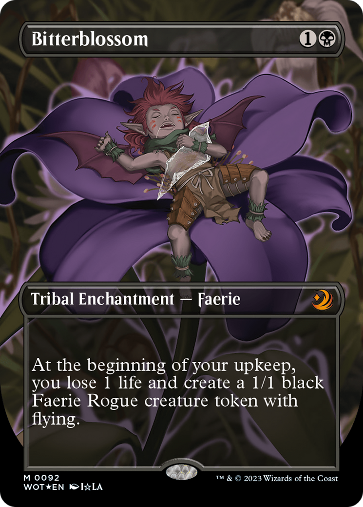 Bitterblossom (Anime Borderless) (Confetti Foil) [Wilds of Eldraine: Enchanting Tales] | Good Games North