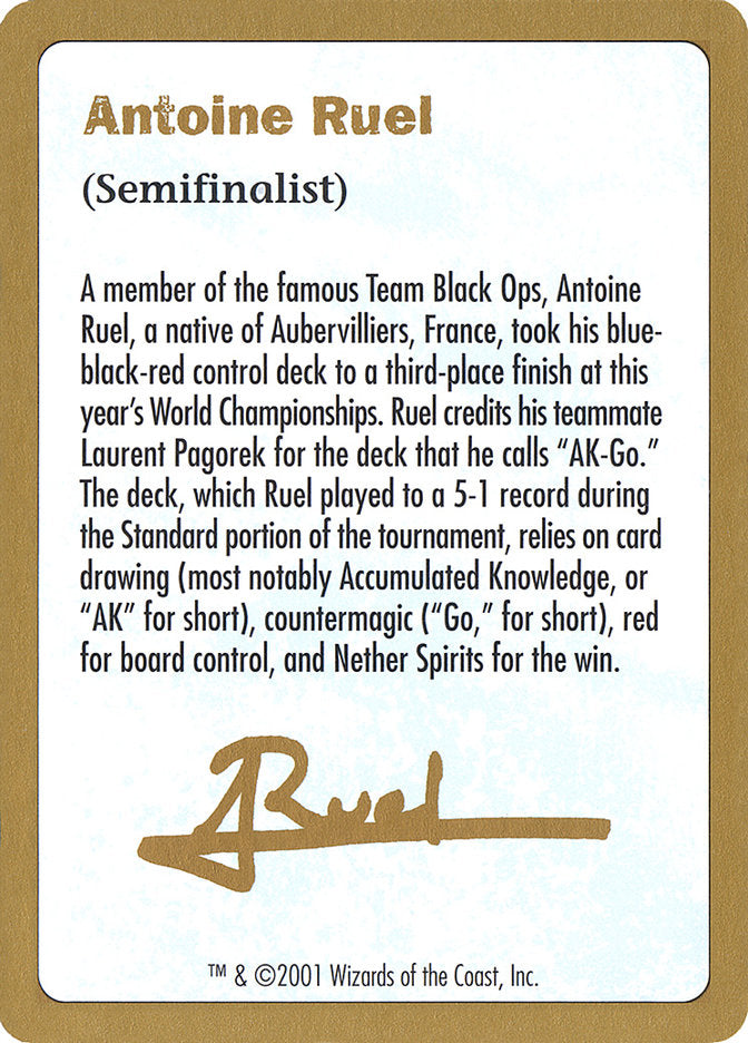 Antoine Ruel Bio [World Championship Decks 2001] | Good Games North