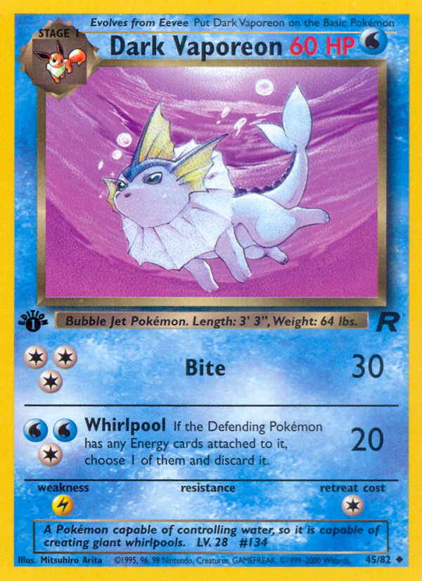Dark Vaporeon (45/82) [Team Rocket 1st Edition] | Good Games North