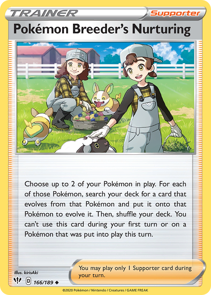 Pokemon Breeder's Nurturing (166/189) [Sword & Shield: Darkness Ablaze] | Good Games North