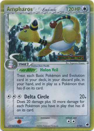 Ampharos (1/101) (Delta Species) (Stamped) [EX: Dragon Frontiers] | Good Games North