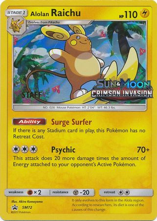 Alolan Raichu (SM72) (Staff Prerelease Promo) [Sun & Moon: Black Star Promos] | Good Games North
