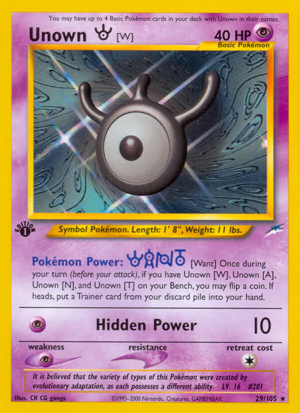 Unown [W] (29/105) [Neo Destiny 1st Edition] | Good Games North