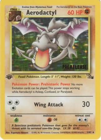 Aerodactyl (1/62) (Prerelease Promo) [Fossil 1st Edition] | Good Games North