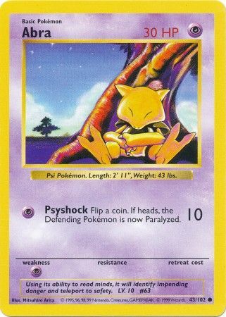 Abra (43/102) [Base Set Shadowless Unlimited] | Good Games North