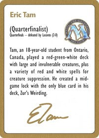 1996 Eric Tam Biography Card [World Championship Decks] | Good Games North