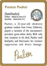 1996 Preston Poulter Biography Card [World Championship Decks] | Good Games North