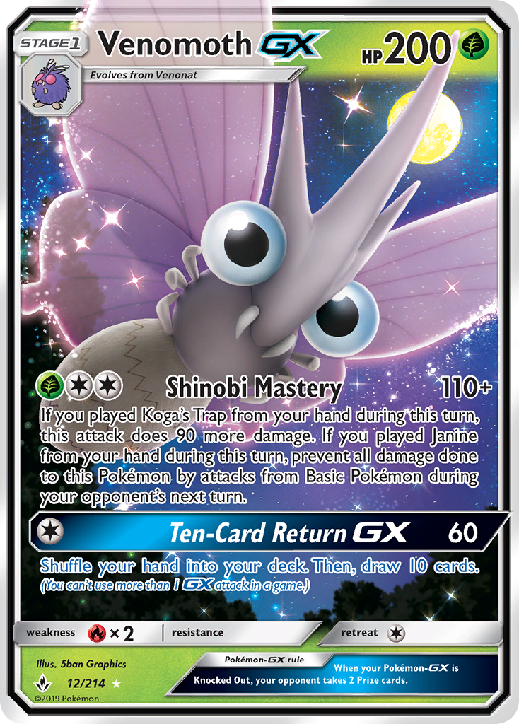 Venomoth GX (12/214) [Sun & Moon: Unbroken Bonds] | Good Games North
