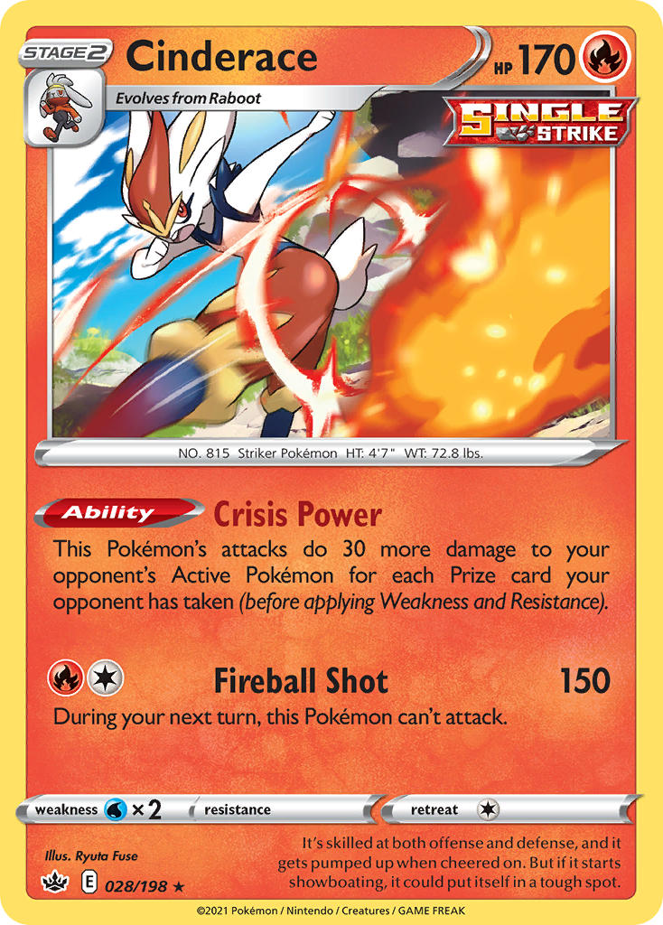 Cinderace (028/198) (Theme Deck Exclusive) [Sword & Shield: Chilling Reign] | Good Games North