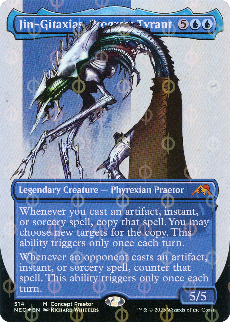 Jin-Gitaxias, Progress Tyrant (Borderless Concept Praetors Step-and-Compleat Foil) [Phyrexia: All Will Be One] | Good Games North