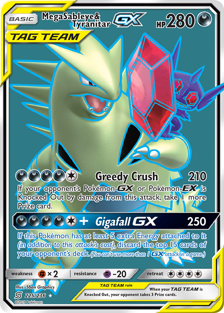Mega Sableye & Tyranitar GX (225/236) [Sun & Moon: Unified Minds] | Good Games North