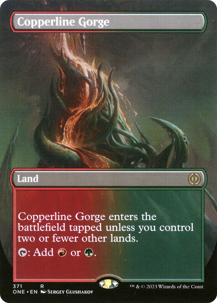 Copperline Gorge (Borderless Alternate Art) [Phyrexia: All Will Be One] | Good Games North
