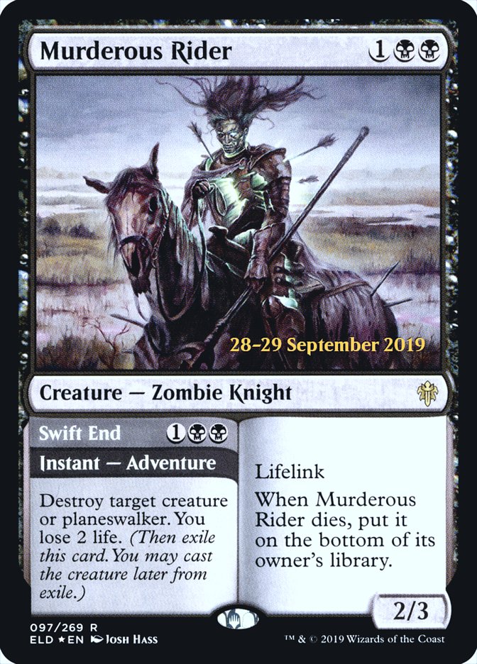 Murderous Rider // Swift End  [Throne of Eldraine Prerelease Promos] | Good Games North
