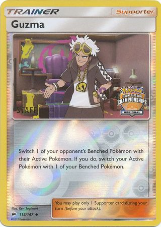 Guzma (115/147) (League Promo) (Staff) [Sun & Moon: Burning Shadows] | Good Games North
