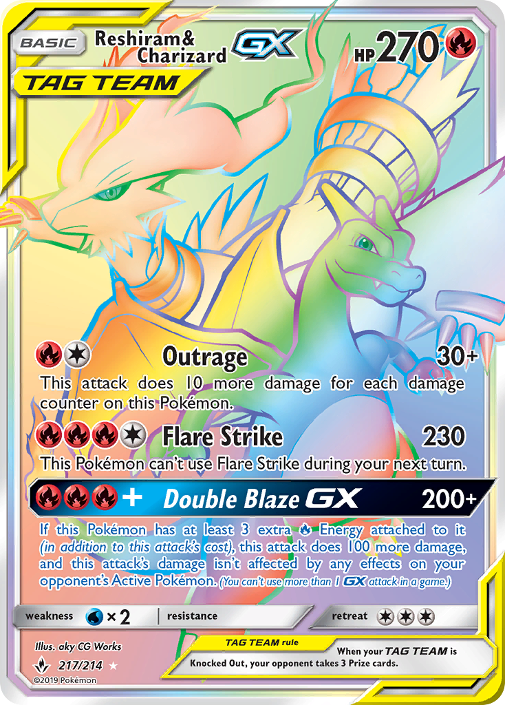 Reshiram & Charizard GX (217/214) [Sun & Moon: Unbroken Bonds] | Good Games North