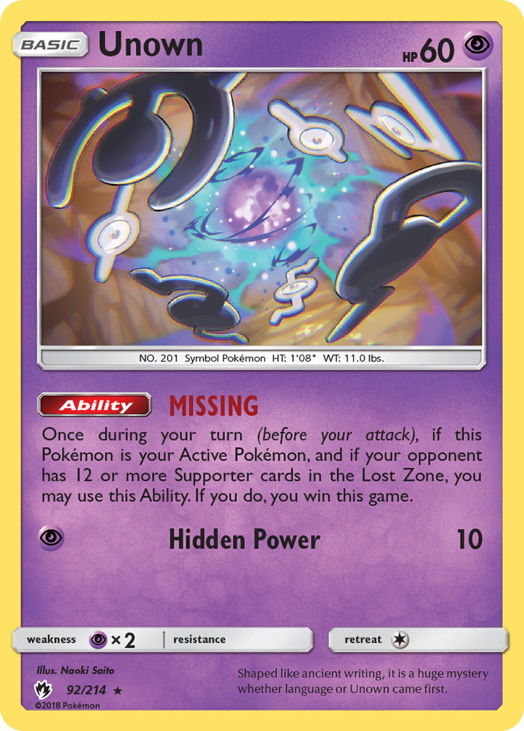 Unown (92/214) [Sun & Moon: Lost Thunder] | Good Games North