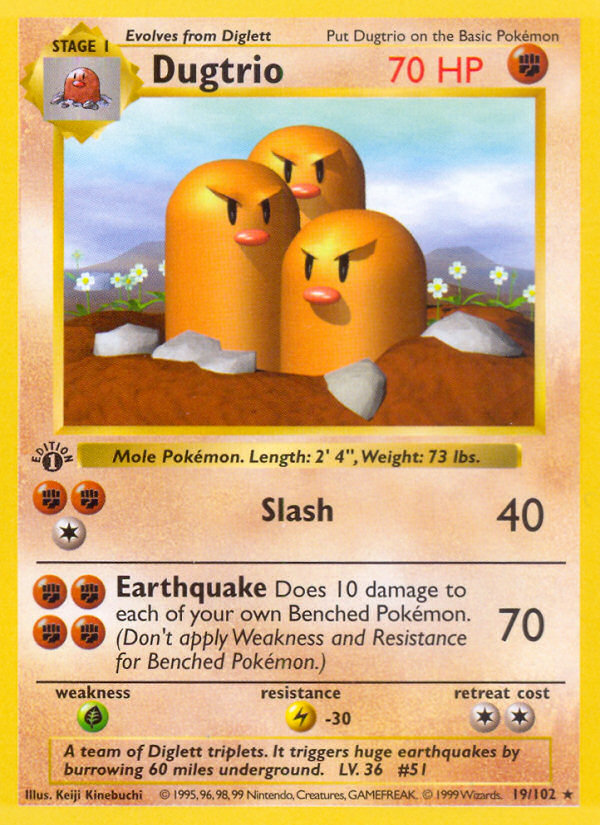 Dugtrio (19/102) (Shadowless) [Base Set 1st Edition] | Good Games North