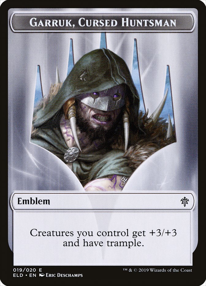 Garruk, Cursed Huntsman Emblem [Throne of Eldraine Tokens] | Good Games North