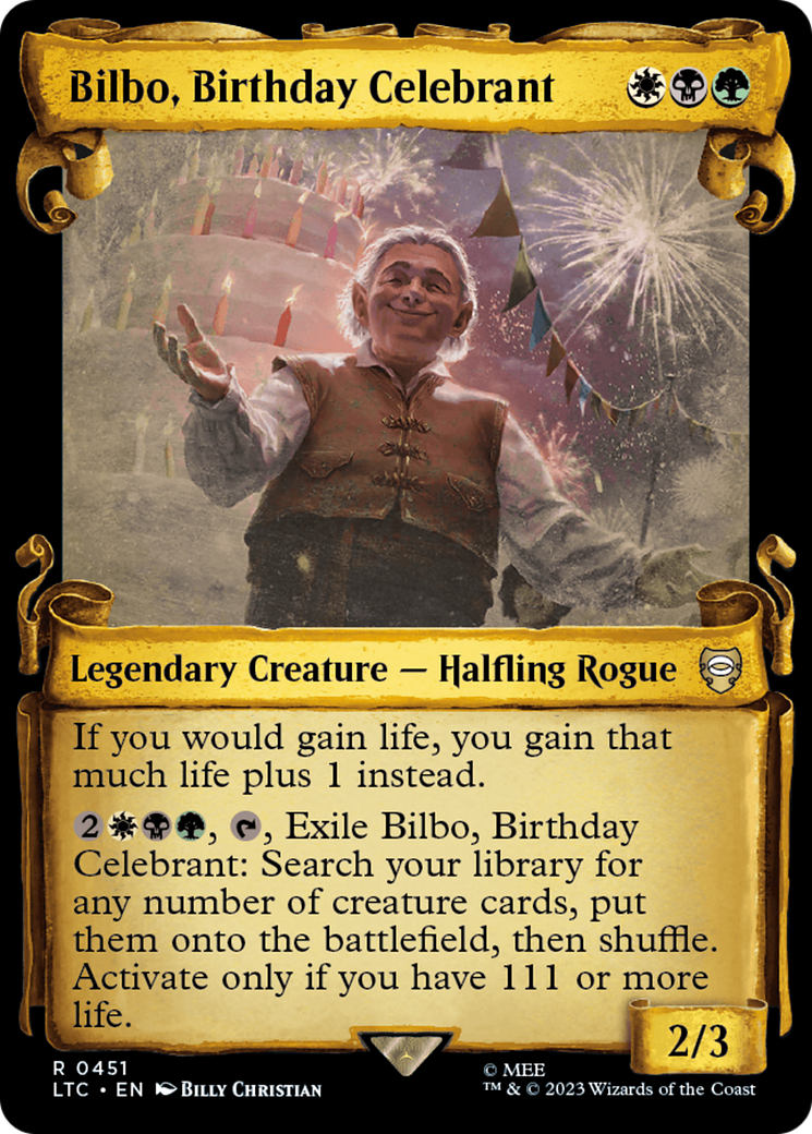 Bilbo, Birthday Celebrant [The Lord of the Rings: Tales of Middle-Earth Commander Showcase Scrolls] | Good Games North