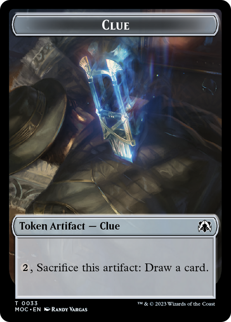 Golem // Clue Double-Sided Token [March of the Machine Commander Tokens] | Good Games North