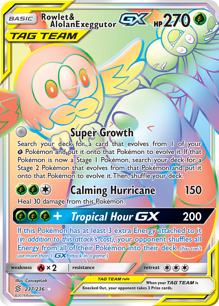 Rowlet & Alolan Exeggutor GX (237/236) [Sun & Moon: Unified Minds] | Good Games North
