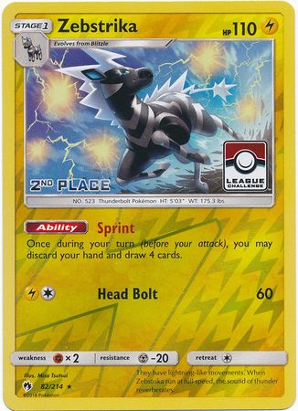 Zebstrika (82/214) (League Promo 2nd Place) [Sun & Moon: Lost Thunder] | Good Games North