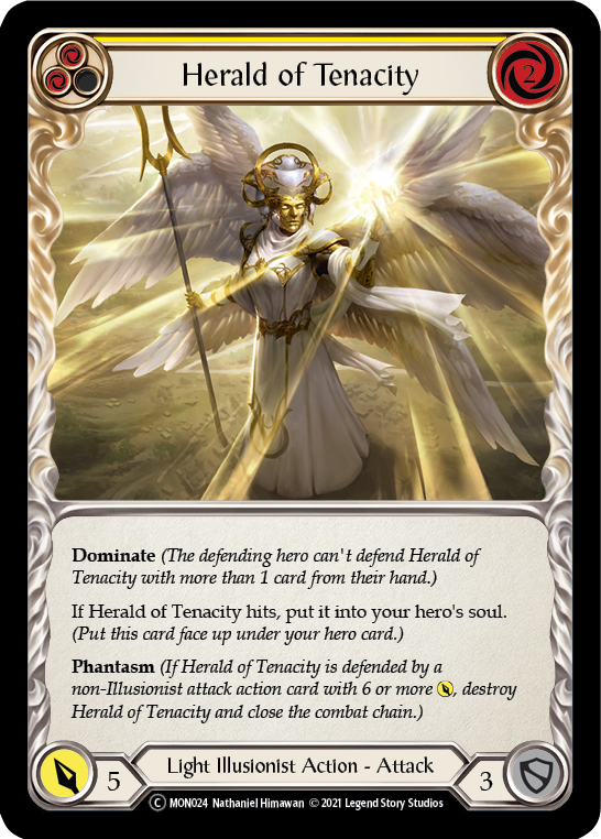 Herald of Tenacity (Yellow) [U-MON024-RF] Unlimited Rainbow Foil | Good Games North