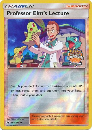Professor Elm's Lecture (188/214) (Regional Championship Promo) [Sun & Moon: Lost Thunder] | Good Games North