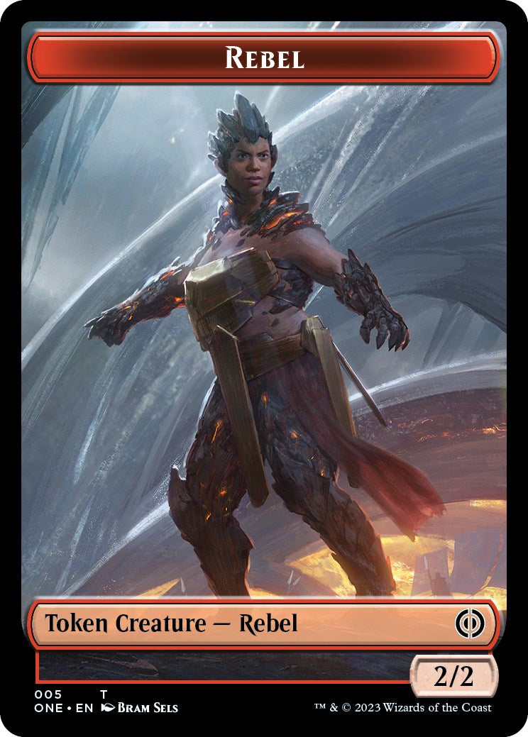 Rebel // Goblin Double-Sided Token [Phyrexia: All Will Be One Commander Tokens] | Good Games North