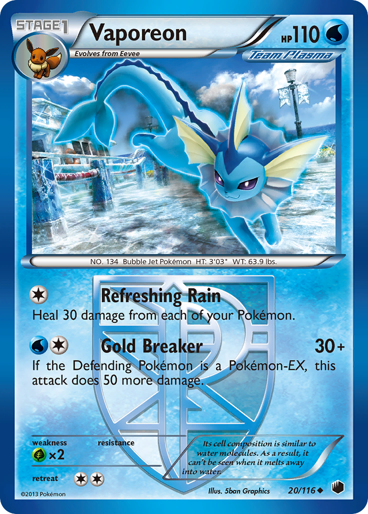 Vaporeon (20/116) [Black & White: Plasma Freeze] | Good Games North