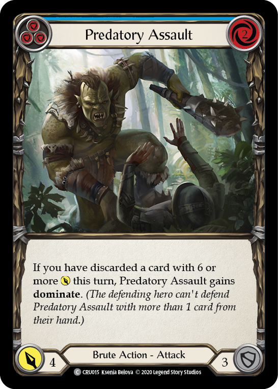 Predatory Assault (Blue) [CRU015] 1st Edition Normal | Good Games North