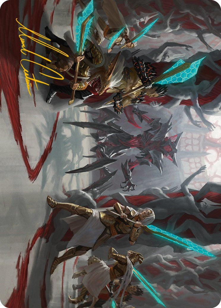 Goldwardens' Gambit Art Card (Gold-Stamped Signature) [Phyrexia: All Will Be One Art Series] | Good Games North