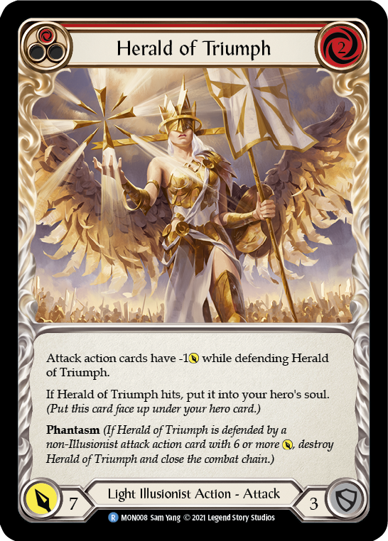 Herald of Triumph (Red) [MON008-RF] 1st Edition Rainbow Foil | Good Games North